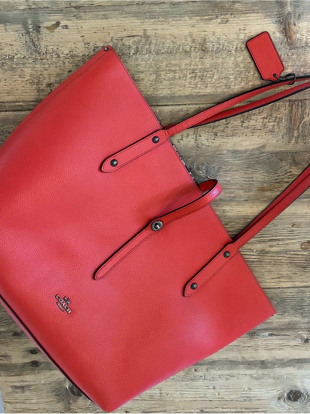 Coach Turlock Red Pebbled Leather Tote with Tag